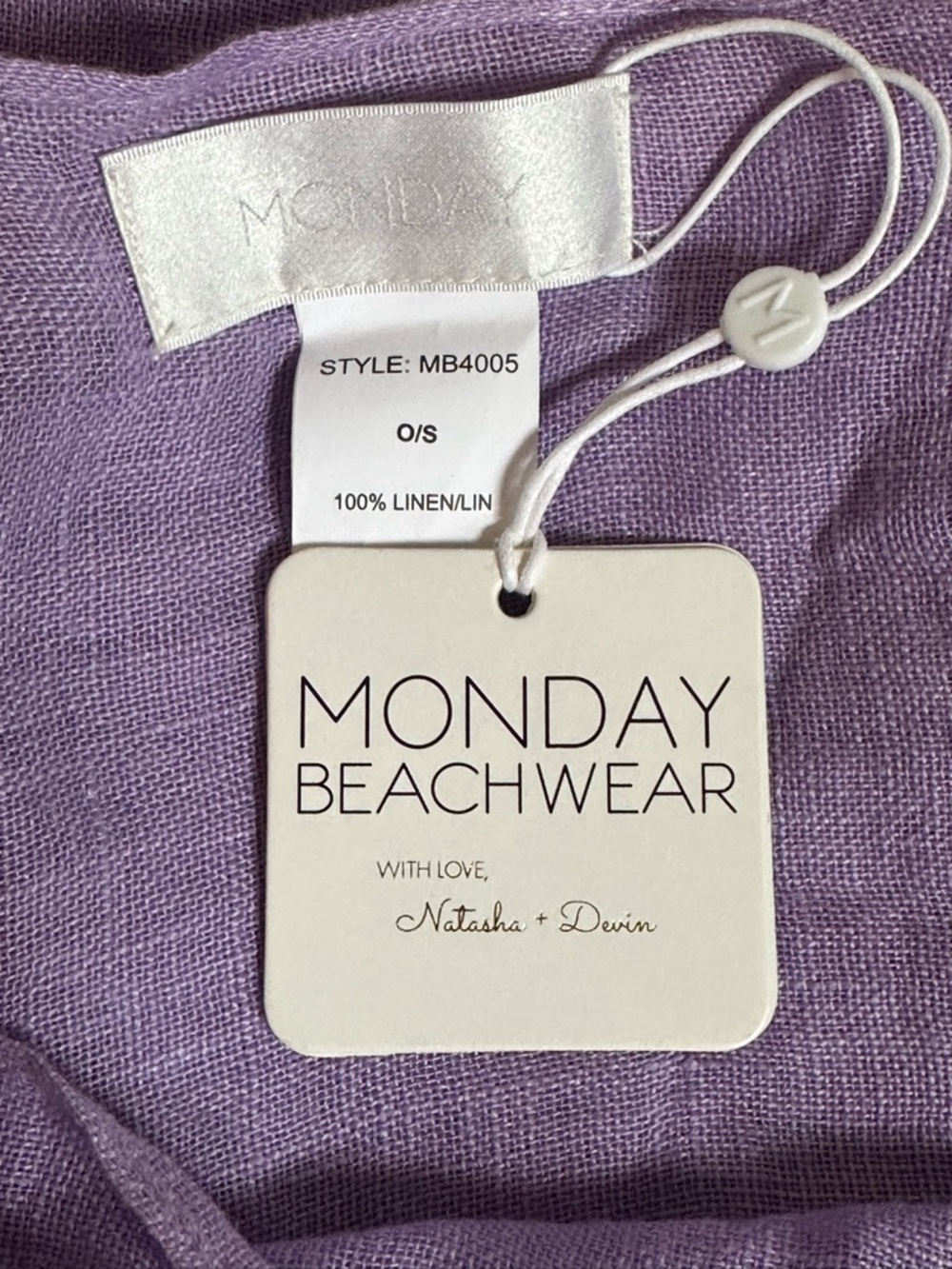 Monday Swimwear Lavender Lilac Purple 100% Linen Longline Sarong, NWT - Picture 3 of 4